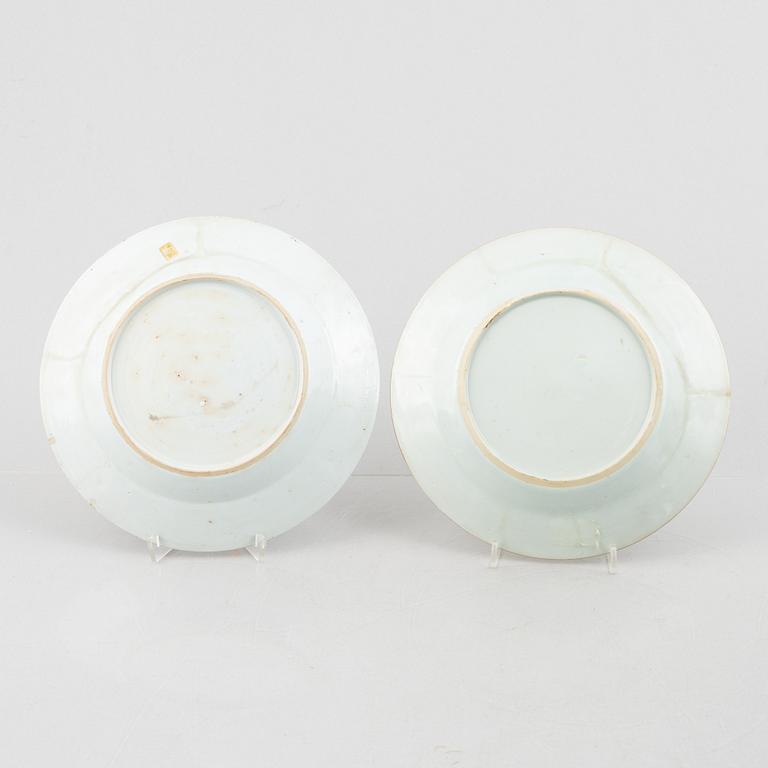 Four export porcelain plates, China, Qianlong (1736-95).