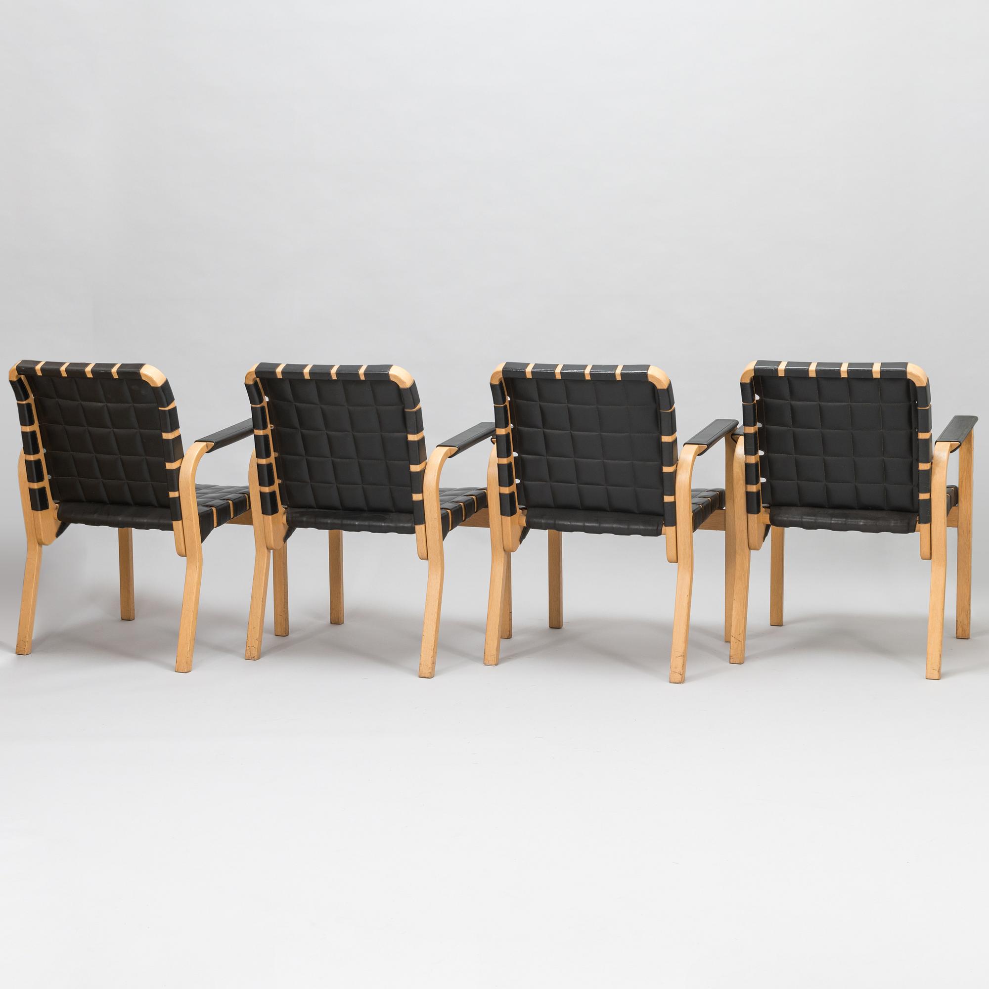 ALVAR AALTO, four late-20th-century '45' armchairs for Artek.