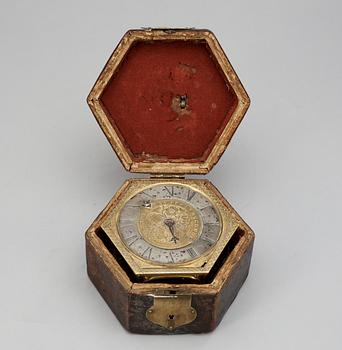 A Baroque 17th Century table clock by Wolffgand Günter, Gedau.