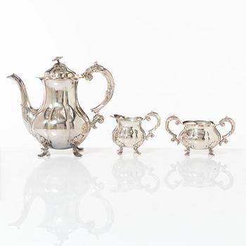 Cohr, coffee service, 3 pieces, silver, Rococo style, Denmark 20th century.