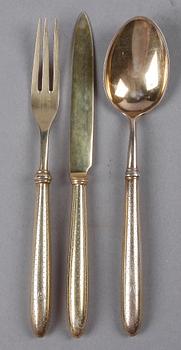 BESTICK, 18 delar, förgyllt silver, Gustaf Adolf Dahlgren Malmö, 1900-talets första kvartal.