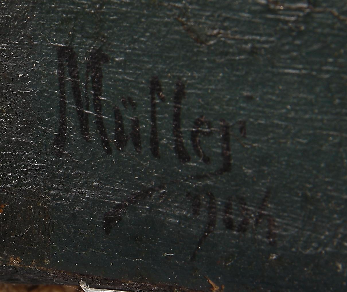 OKÄND KONSTNÄR, olja på duk. Sign Müller 1904.