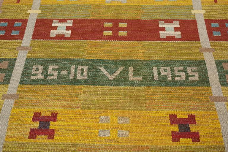 Agda Österberg, matto, flat weave, ca 335,5-338 x 182,5 cm, woven 25-10 VL 1955 and AÖ.