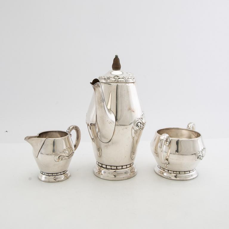 Kaffeservis 3 dlr Jugend 1900-talets första hälft nysilver.