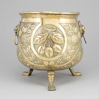 A 19th century brass flower pot.