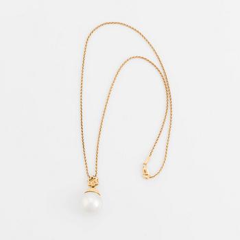 Hänge 18K guld med en odlad Söderhavspärla samt runda briljantslipad diamant.