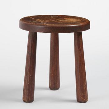 Axel Einar Hjorth, a stained pine "Skoga" stool, Nordiska Kompaniet, Sweden, 1930s.