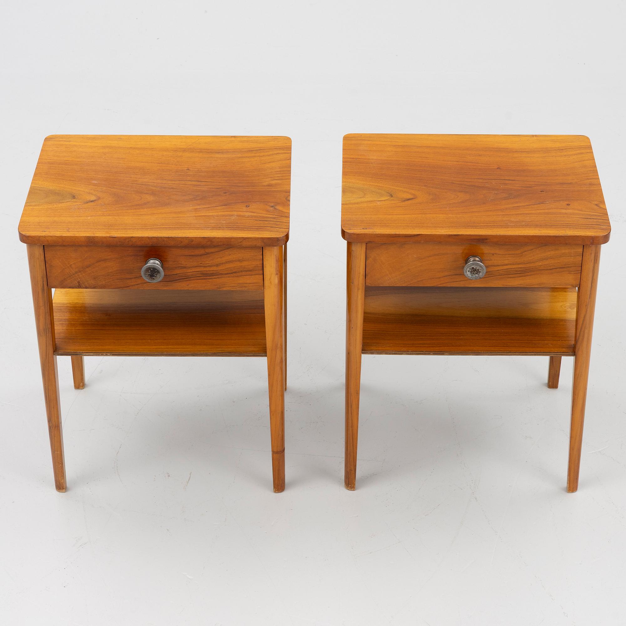 Bedside tables, a pair, Swedish Modern, 1940s-50s.
