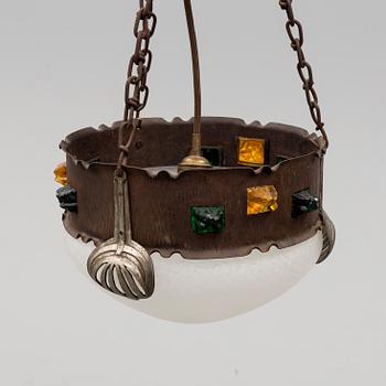 An Art Nouveau ceiling light, early 20th century.