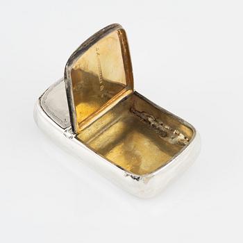 A Swedish Silver Double Box, Silver, mark of Gustaf Lindegren, Helsingborg 1828.