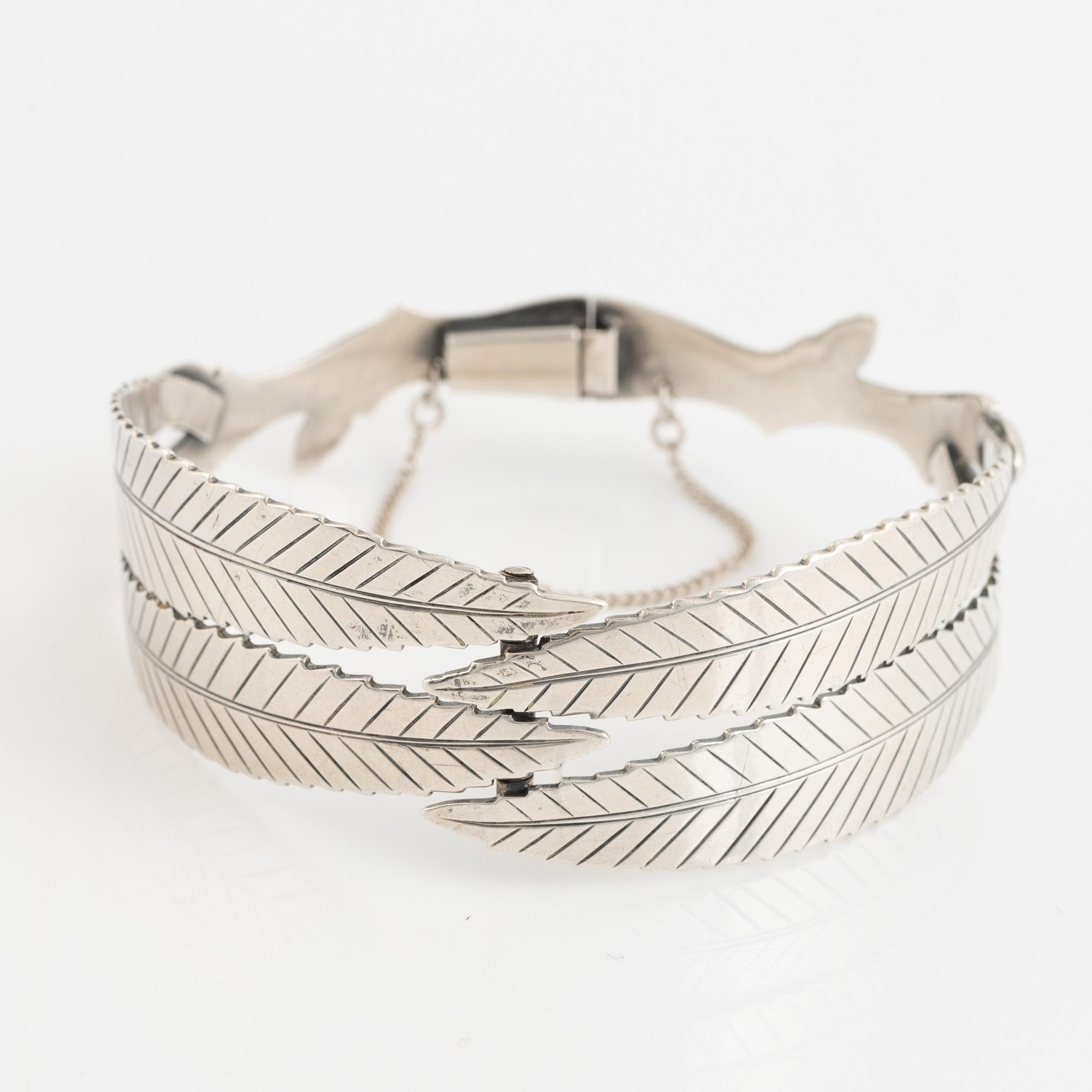 Gertrud Engel, for A Michelsen, silver leaf bangle.