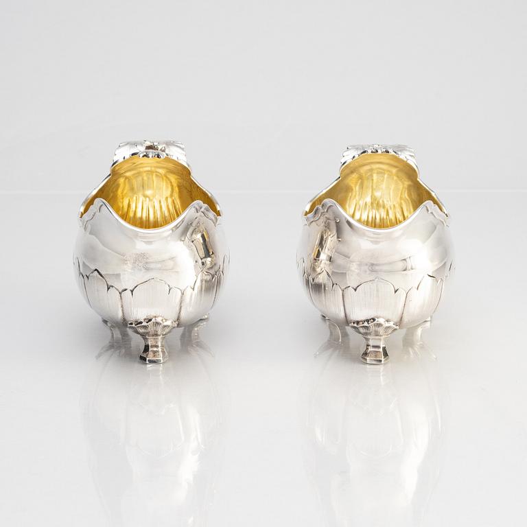 A pair of parcel gilt silver sauce boats, W.A. Bolin, Stockholm 1943.