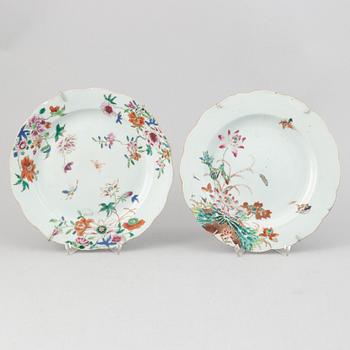 A set six odd famille rose dishes, Qing dynasty, 18th Century.