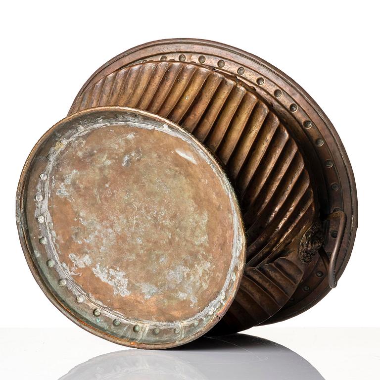 A presumably Italian repoussé copper wine-cooler, 18th century.
