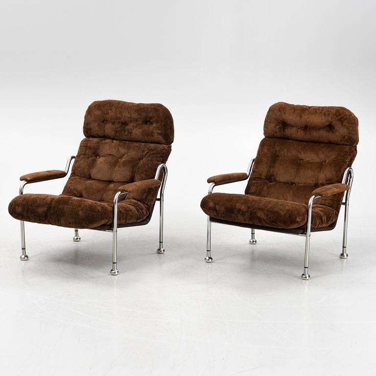 Bo Eigert, a pair of 'Stålbo' armchairs, Firma B. Eigert AB, Hova, 1970's.