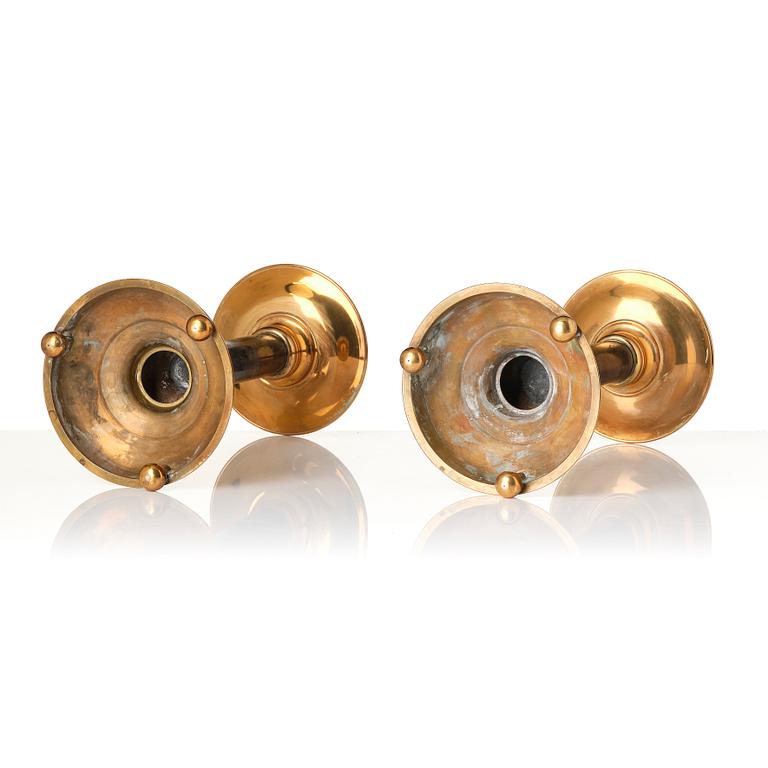 Ljusstakar, ett par, mässing och sten, barockstil, 1900-tal.