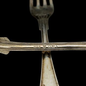 BESTICKSERVISDELAR, silver, 23 delar, bla CG Hallberg, 1800/1900-tal. Tot. Vikt. ca 985 g.