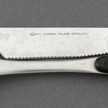 Adolf Babel, a set of 82
 pcs "Kievari" stainless steel flatware, Hackman , Finland, 1970s.