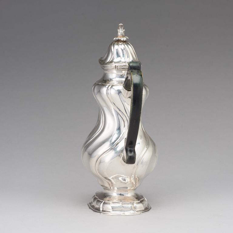 Johan Wennerwall, kaffekanna, silver, Göteborg 1759, rokoko.