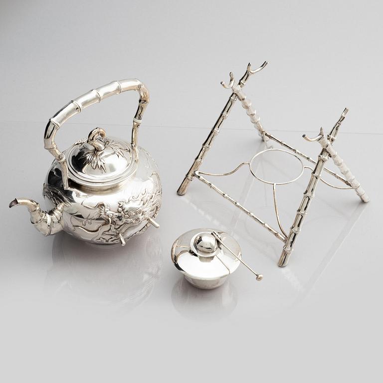 Teservis, fem delar, silver. Wang Hing & Co, Hong Kong & Canton.