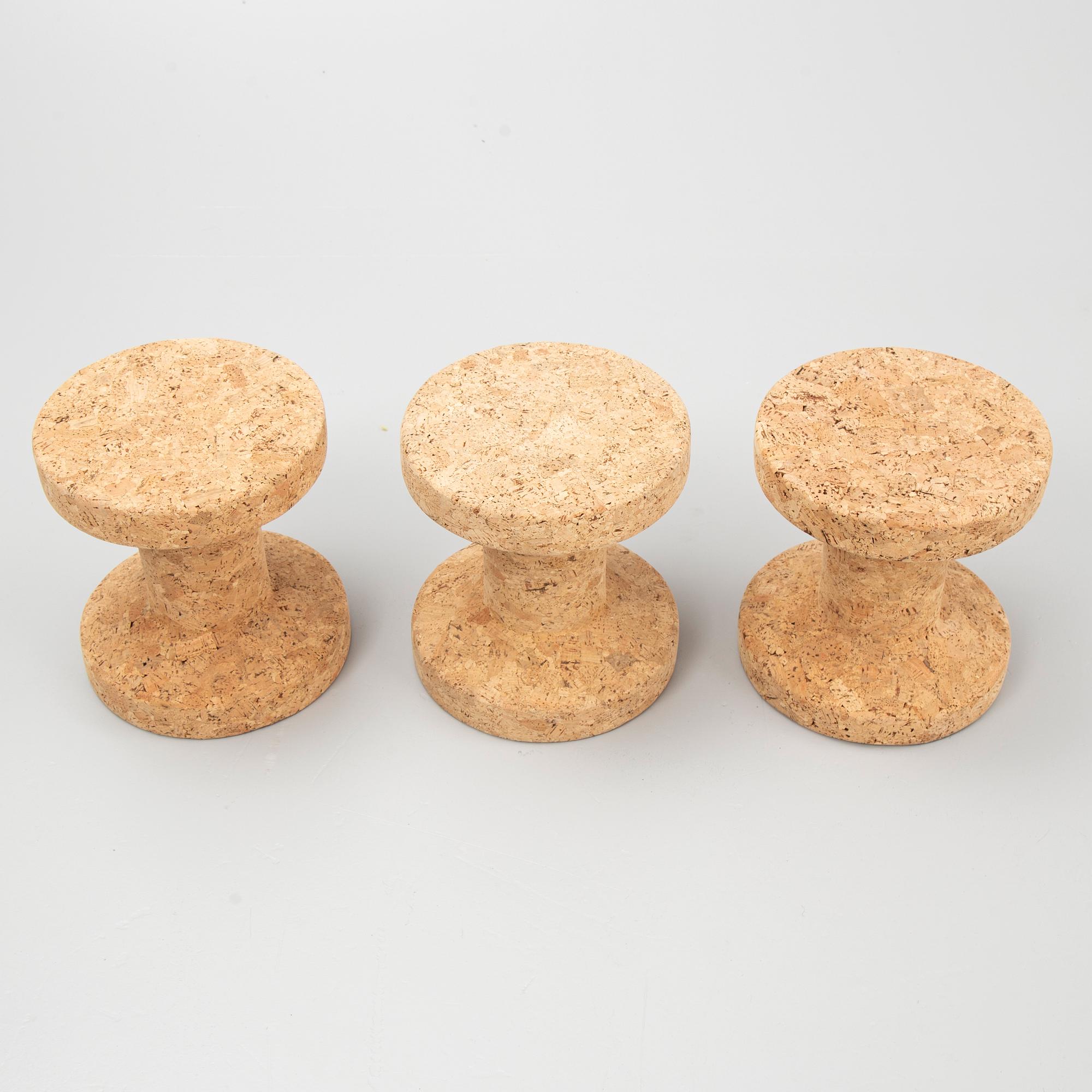 Jasper Morrison, stools, 3 pcs, "Cork Family, model B", Vitra, designed in 2004.