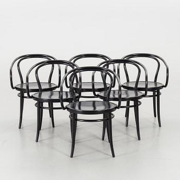 A SET OF 6 THONET STYLE ARMCHAIRS, end of 20th century.