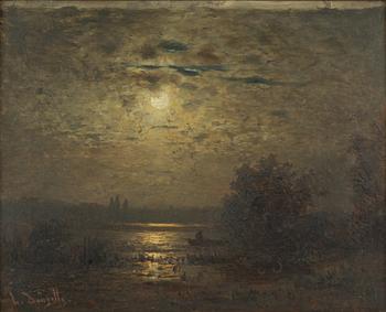 Louis Douzette, Moonlight landscape.