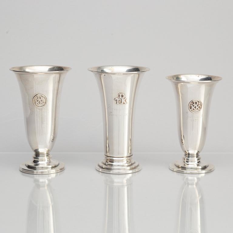 Ten Silver Beakers, 20th Century.