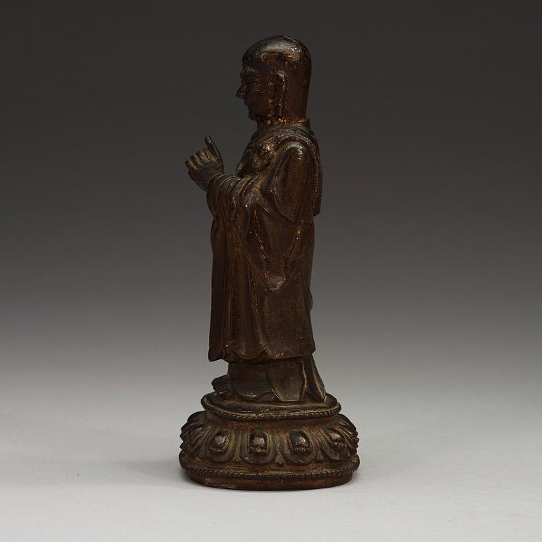 A bronze figure of a Lohan, Ming dynasty, 17th Century.