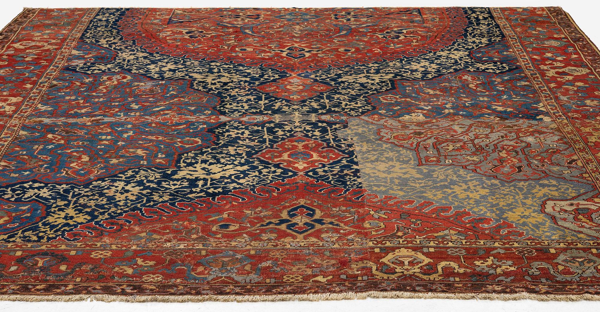 A variant of a 'Medallion' Ushak carpet fragment, West Anatolia, c. 260 x 285, late 16th century.