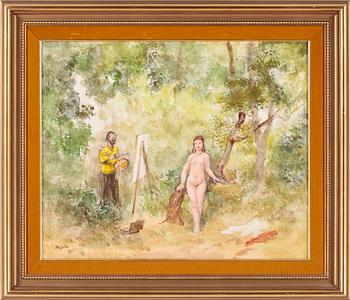 ROBERT HÖGFELDT, olja på pannå, signerad.