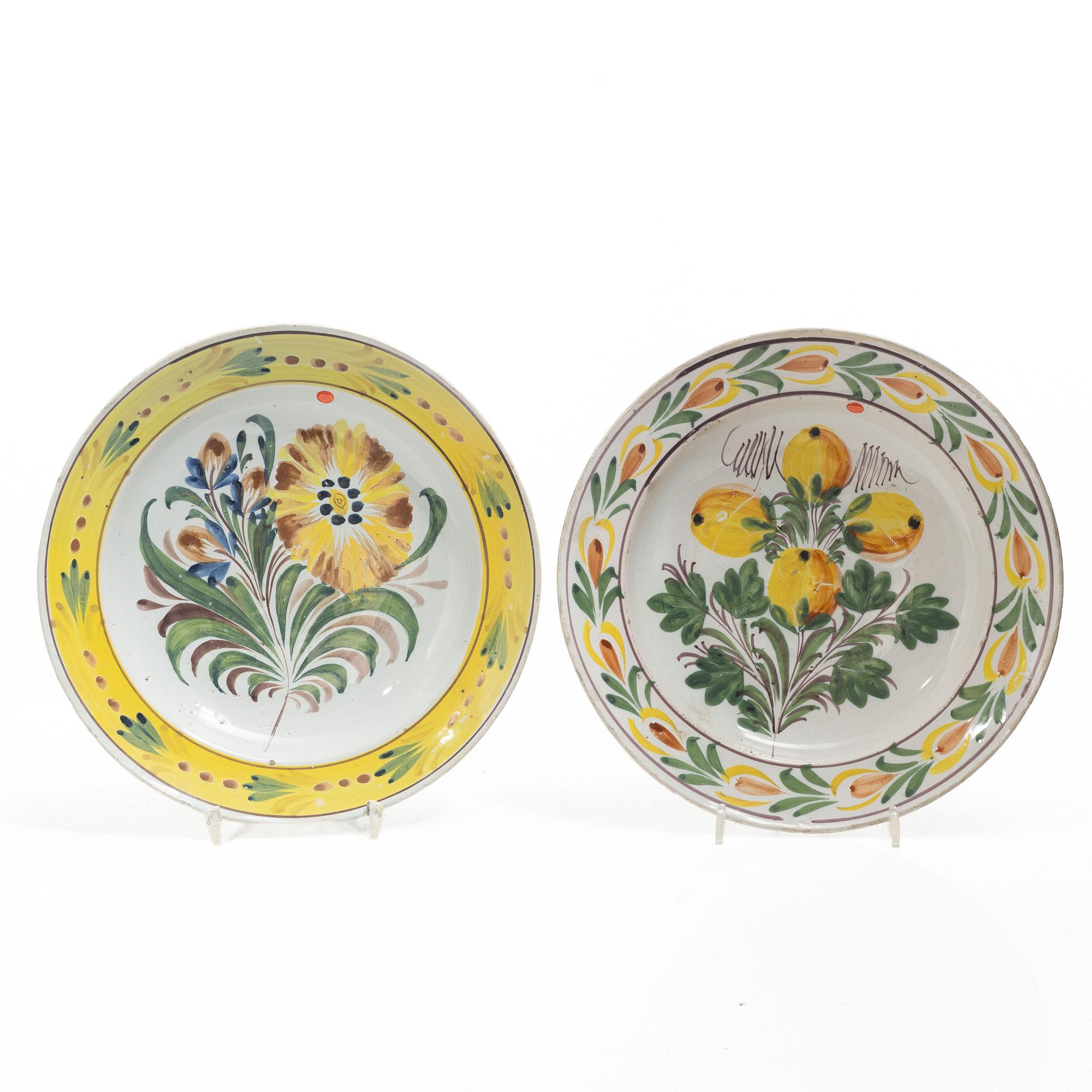 Plates, 6 pieces, faience, Kellinghusen, early 19th century.