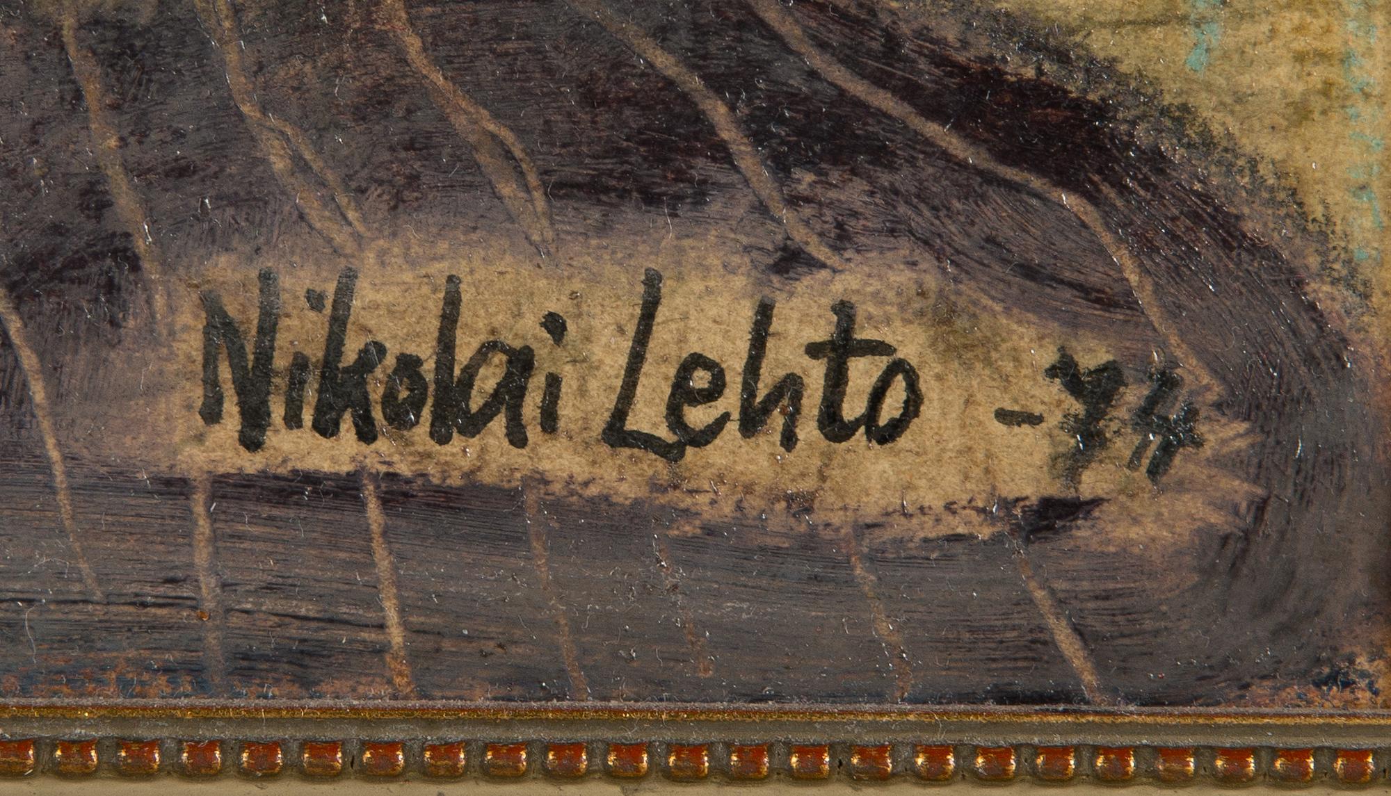 Nikolai Lehto, olja på pannå, signerad och daterad -74.