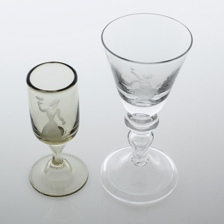 GLAS, 15 st, Kjell Löwenadler, delvis signerade, 1900-talets första hälft.
