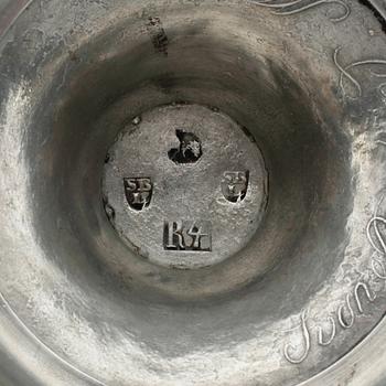 LJUSSTAKAR, 1 par, tenn, Sven Berglund, Malmö 1847.