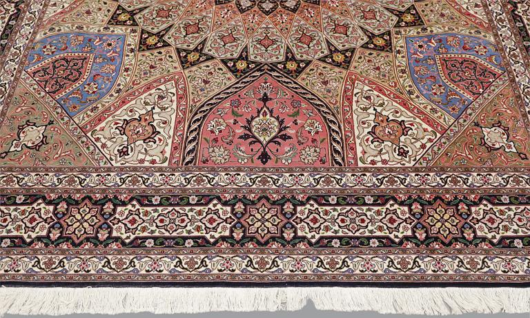 A part silk Tabriz carpet, so called 50 Radj, c. 300 x 250 cm.