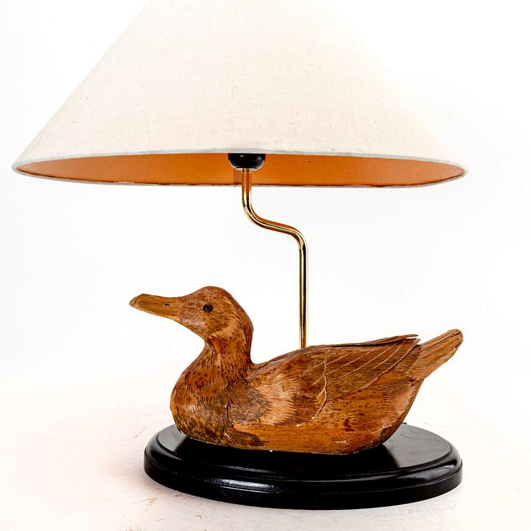 A similar pair of wood and brass table lamps from the later part of the 20th century.