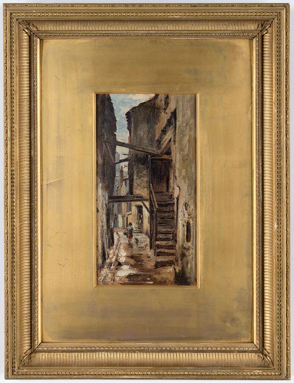 POLLOK SINCLAIR NISBET, olja på pannå, signerad.