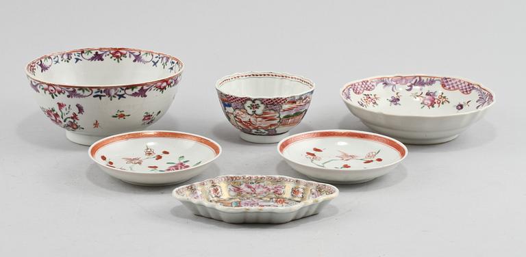 PARTI PORSLIN, 6 delar, Kina, 1700/1800-tal.