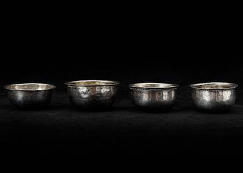 TUMLARE, 4 st, silver, Bl a Lars Biugg, Jönköping, 1700-tal. Total vikt ca 65 g.