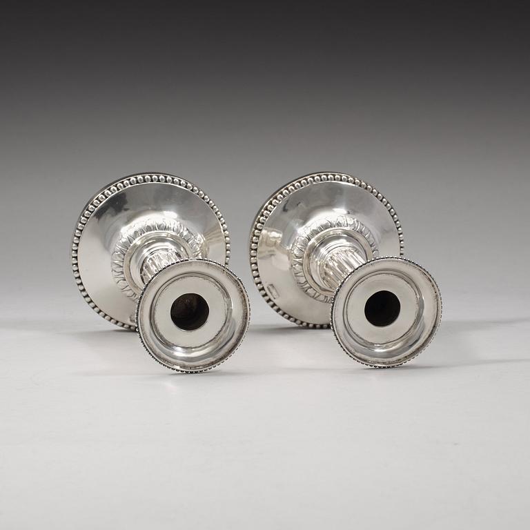 A pair of Swedish 18th century silver candlesticks, Petter Eneroth, Stockhol 1786.