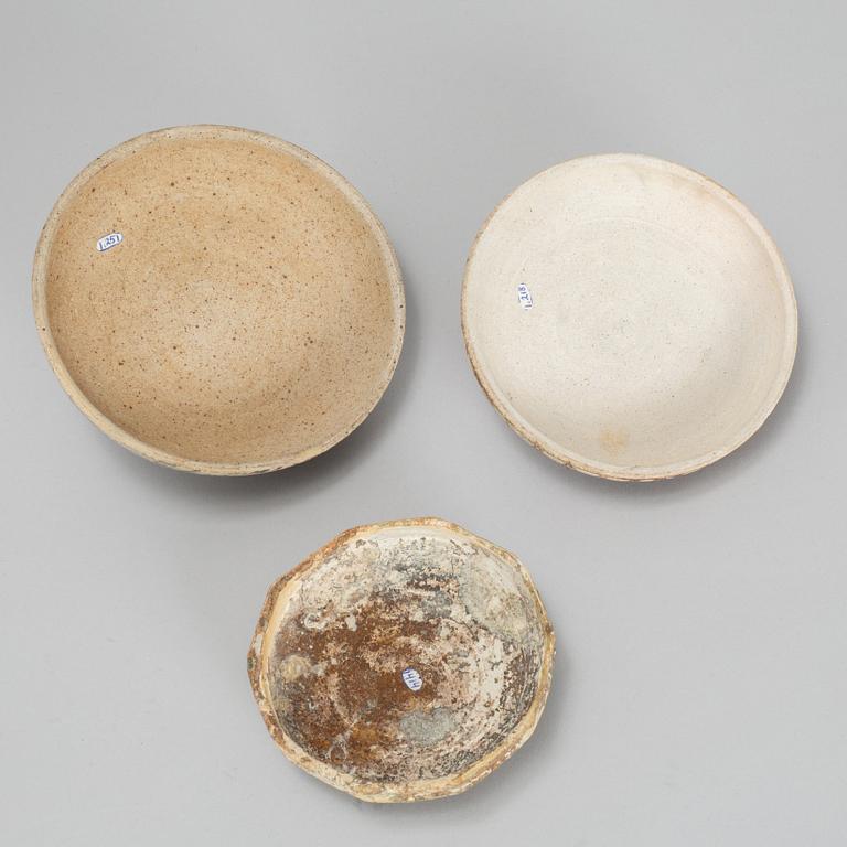 A group of three ceramic covers, including Thailand, Sawankhalok, 16th/17th century.