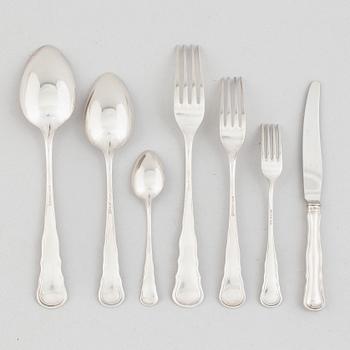 Bestick, 45 delar, silver, "Chippendale", CG Halleberg Stockholm 1940/50-tal.