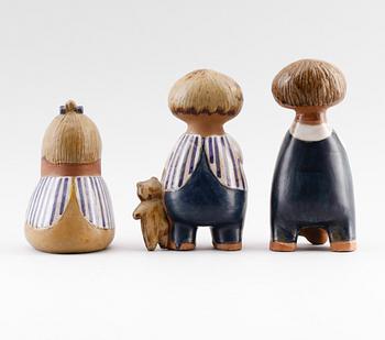 FIGURER, 3 st, stengods, Lisa Larson, Gustavsberg.