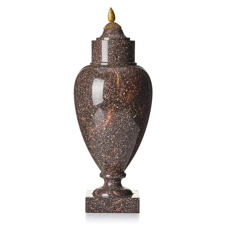 A Swedish early 19th century 'Blyberg' porphyry urn.