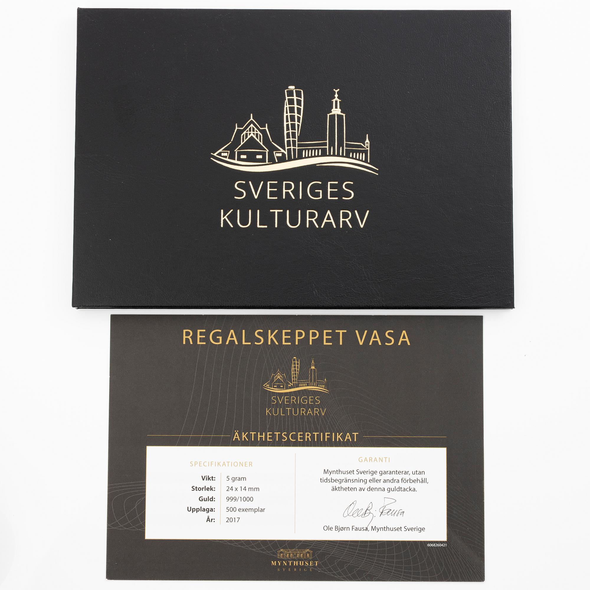 Gold bar, “Regalskeppet Vasa”, Schöne edelmetaal.