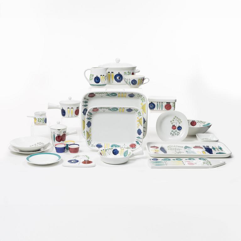 Marianne Westman, Dinner service, 73 pieces, flintware, “Picknick” and “Pomona”, Rörstrand, 1950s–60s.