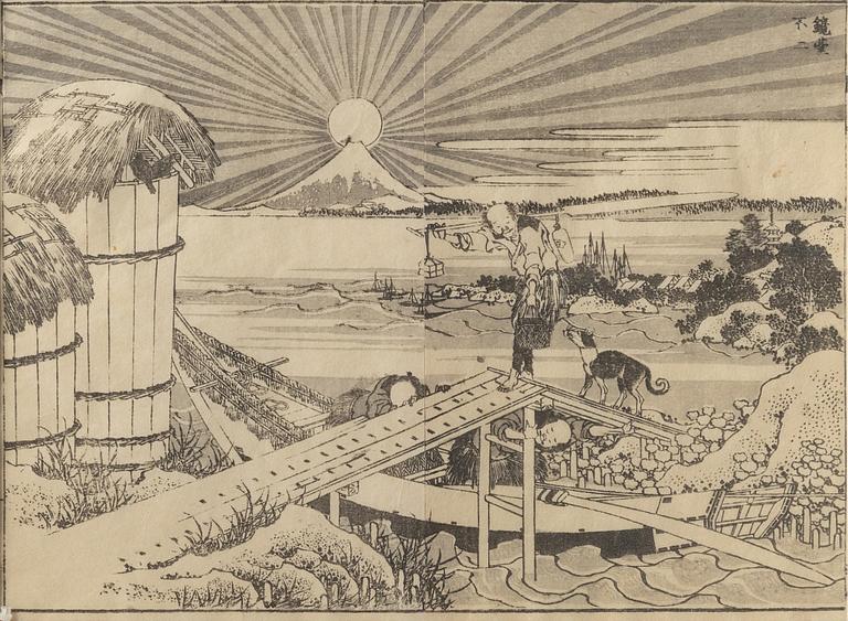 Katsushika Hokusai, träsnitt 2 st, Japan 1836.
