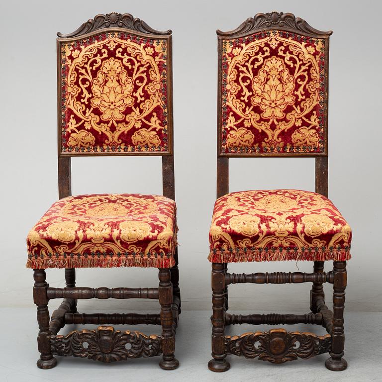 Four first half of the 18th century baroque chairs.