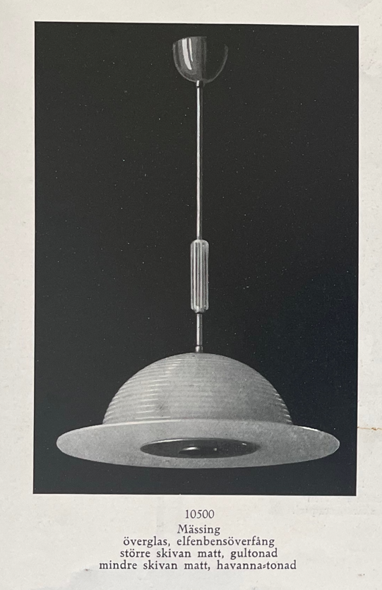 Harald Notini, a ceiling lamp model "10500", Arvid Böhlmarks Lampfabrik, Stockholm, 1930s.